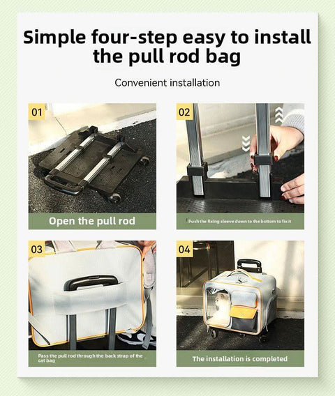 Detachable Airline Approved Pet CarrierTrolley Case Cat Dog Travel Bag - petsbene