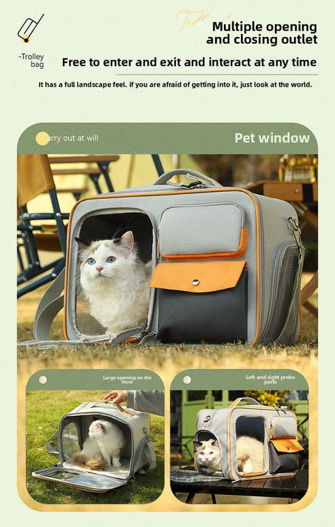 Detachable Airline Approved Pet CarrierTrolley Case Cat Dog Travel Bag - petsbene
