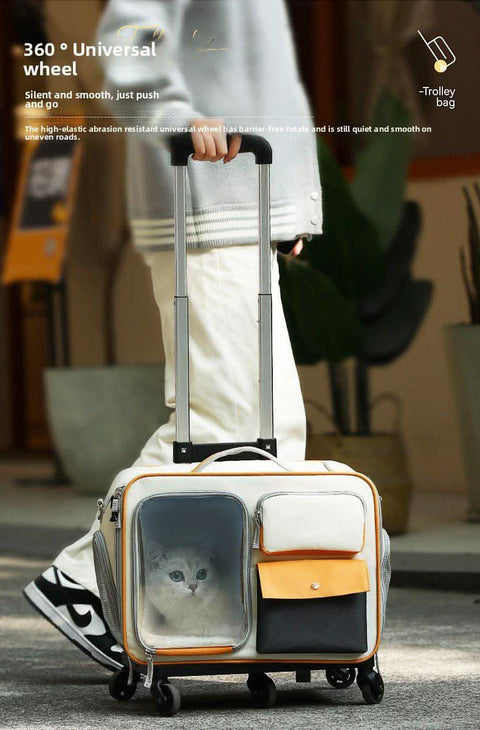 Detachable Airline Approved Pet CarrierTrolley Case Cat Dog Travel Bag - petsbene