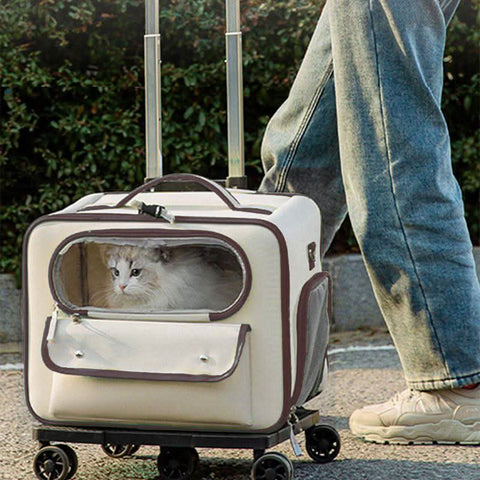 Detachable Airline Approved Pet CarrierTrolley Case Cat Dog Travel Bag - petsbene