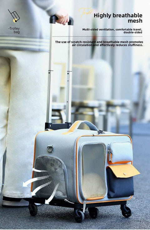 Detachable Airline Approved Pet CarrierTrolley Case Cat Dog Travel Bag - petsbene