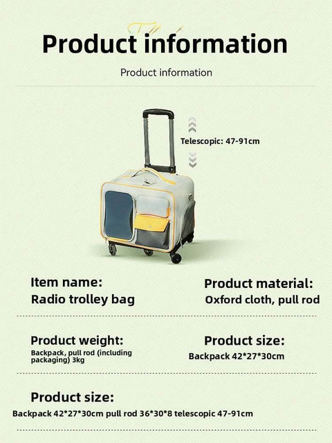 Detachable Airline Approved Pet CarrierTrolley Case Cat Dog Travel Bag - petsbene