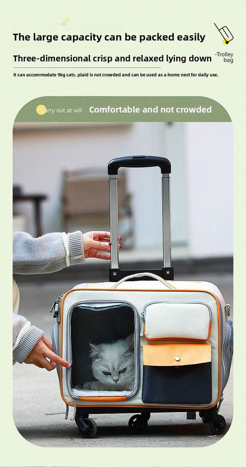 Detachable Airline Approved Pet CarrierTrolley Case Cat Dog Travel Bag - petsbene