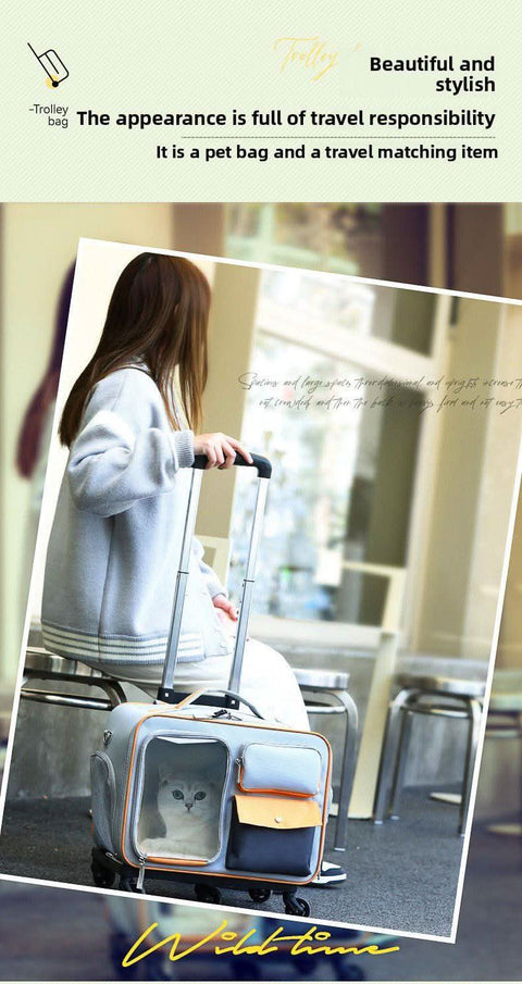 Detachable Airline Approved Pet CarrierTrolley Case Cat Dog Travel Bag - petsbene