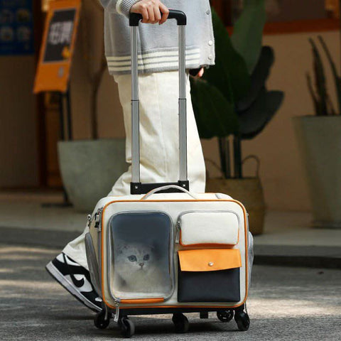 Detachable Airline Approved Pet CarrierTrolley Case Cat Dog Travel Bag - petsbene