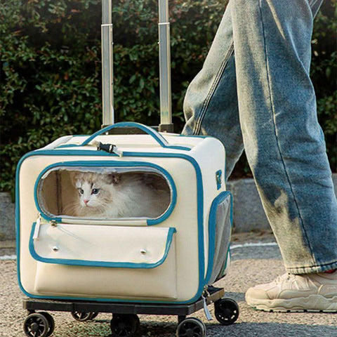 Detachable Airline Approved Pet CarrierTrolley Case Cat Dog Travel Bag - petsbene