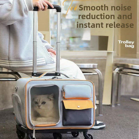 Detachable Airline Approved Pet CarrierTrolley Case Cat Dog Travel Bag - petsbene