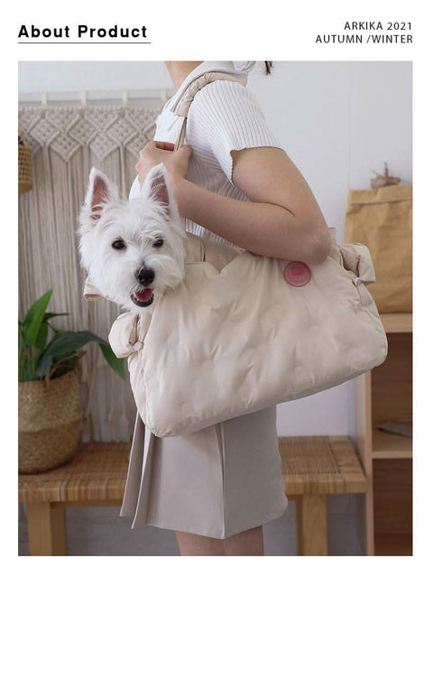 Stylish Polka Dot Cat Carrier Handbag Portable Dog Bag Large Capacity - petsbene