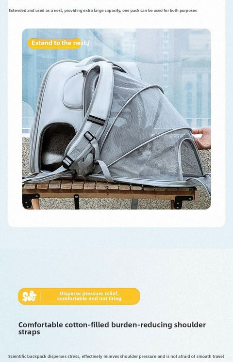 Airline Approved Cat Carrier Portable Backpack Expandable Pet Bag - petsbene