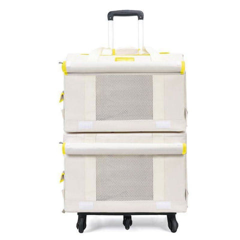 Pet Trolley Case Double Layer Bus Cat Bag Cat Push Pull Box Large Capacity Two Spring Summer Breathable Dog Handbag - petsbene