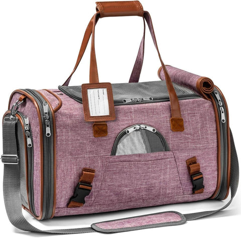 Airline Approved Soft Pet Carrier Cat Handbag Self Locking Zip - petsbene