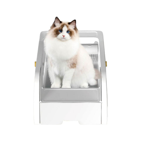 No Scooping Cat Litter Pan APP Controlled Large Semi Enclosed - petsbene