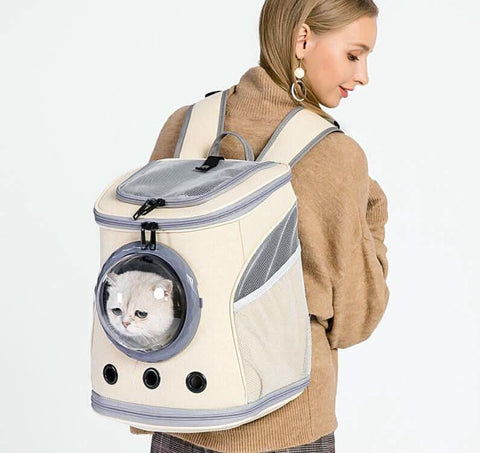 Foldable cat backpack pet carrier outdoor space capsule dog bag air travel - petsbene