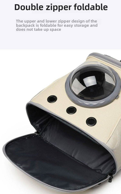 Foldable cat backpack pet carrier outdoor space capsule dog bag air travel - petsbene