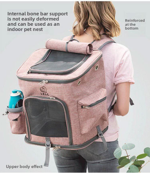 Large Cat Backpack for Two Cats Foldable Pet Airline Approved - petsbene