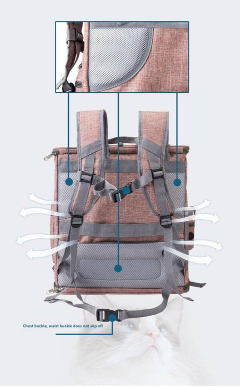 Large Cat Backpack for Two Cats Foldable Pet Airline Approved - petsbene