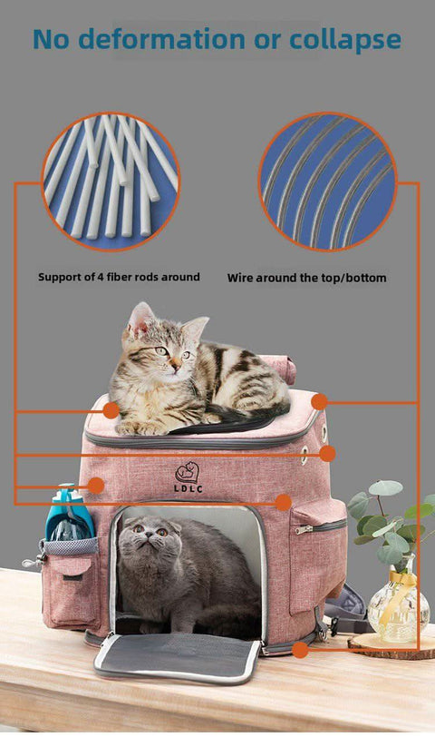 Large Cat Backpack for Two Cats Foldable Pet Airline Approved - petsbene