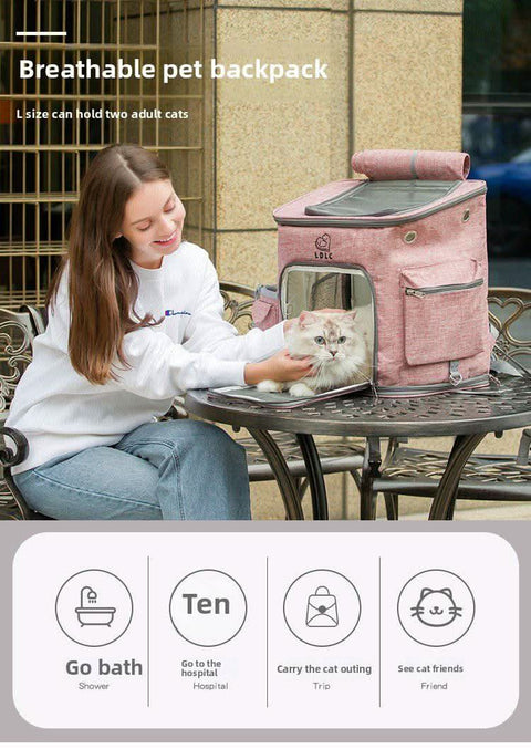 Large Cat Backpack for Two Cats Foldable Pet Airline Approved - petsbene