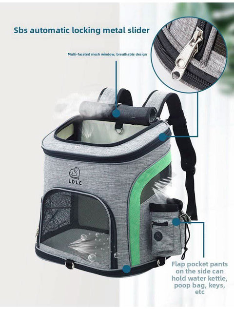 Pet Backpack Dual Shoulder Oxford Fabric Portable Cat Dog Carrier - petsbene