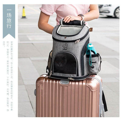 Pet Backpack Dual Shoulder Oxford Fabric Portable Cat Dog Carrier - petsbene