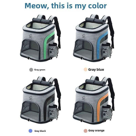 Pet Backpack Dual Shoulder Oxford Fabric Portable Cat Dog Carrier - petsbene