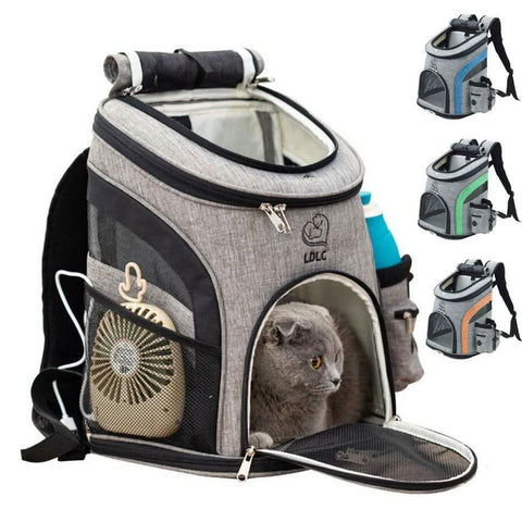 Pet Backpack Dual Shoulder Oxford Fabric Portable Cat Dog Carrier - petsbene