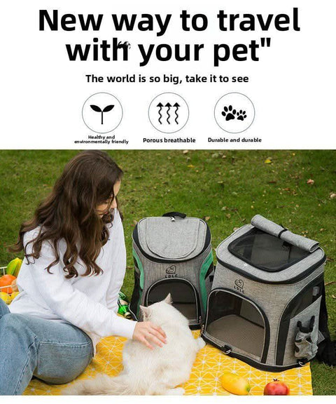 Pet Backpack Dual Shoulder Oxford Fabric Portable Cat Dog Carrier - petsbene