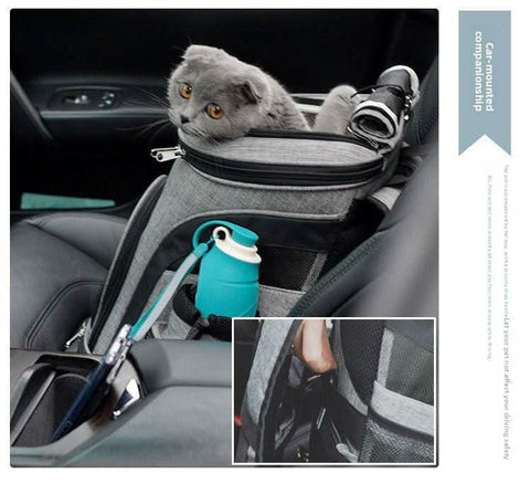 Pet Backpack Dual Shoulder Oxford Fabric Portable Cat Dog Carrier - petsbene