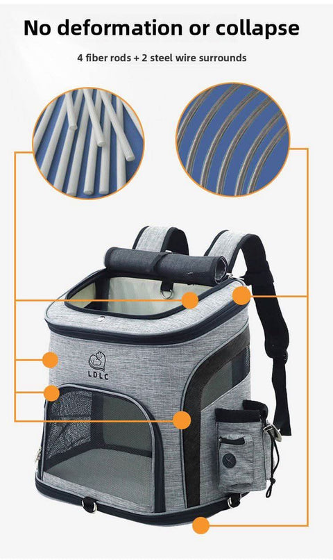 Pet Backpack Dual Shoulder Oxford Fabric Portable Cat Dog Carrier - petsbene