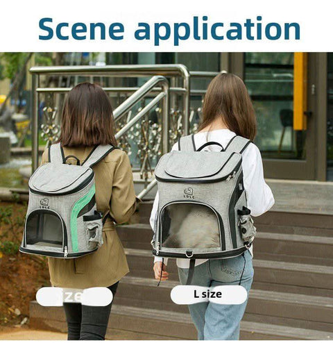Pet Backpack Dual Shoulder Oxford Fabric Portable Cat Dog Carrier - petsbene