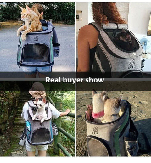 Pet Backpack Dual Shoulder Oxford Fabric Portable Cat Dog Carrier - petsbene