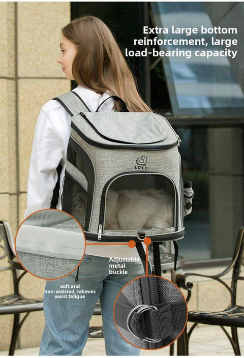 Pet Backpack Dual Shoulder Oxford Fabric Portable Cat Dog Carrier - petsbene