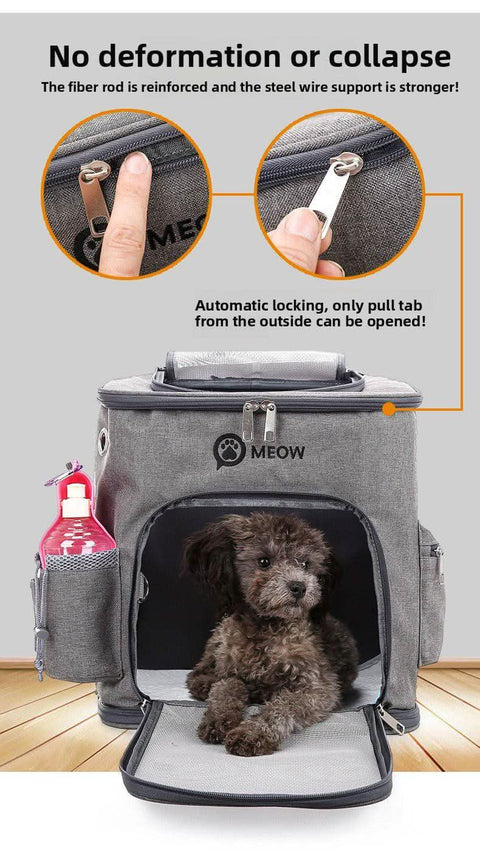 Portable PET Backpack Foldable Dogs and Cats Strap Travel Flight Case - petsbene