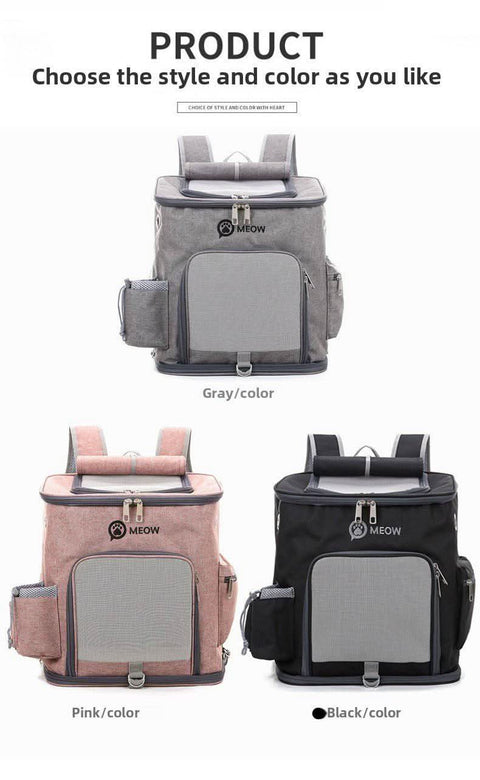 Portable PET Backpack Foldable Dogs and Cats Strap Travel Flight Case - petsbene