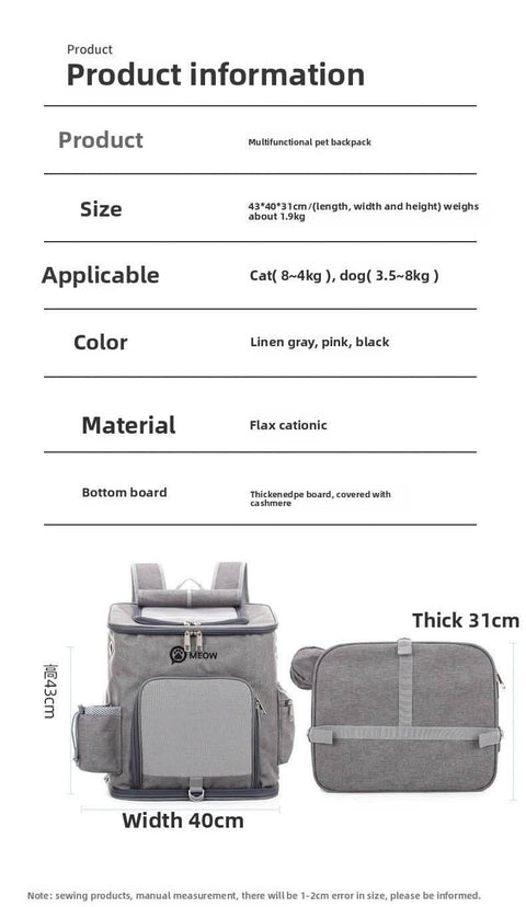 Portable PET Backpack Foldable Dogs and Cats Strap Travel Flight Case - petsbene