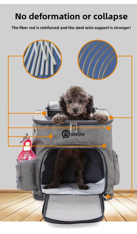 Portable PET Backpack Foldable Dogs and Cats Strap Travel Flight Case - petsbene