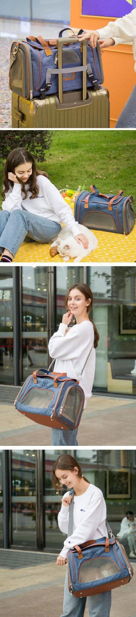 Portable Pet Carrier for Travel Foldable Cat Carrier Bag Approved by Airlines - petsbene
