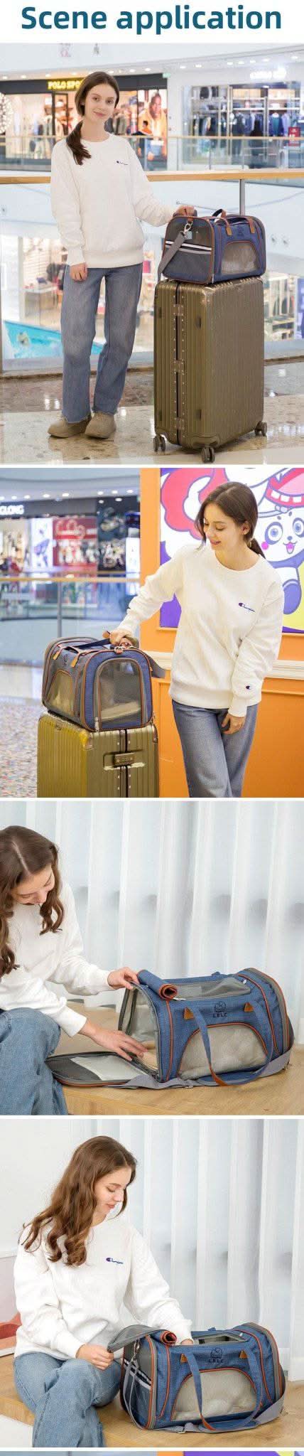 Portable Pet Carrier for Travel Foldable Cat Carrier Bag Approved by Airlines - petsbene