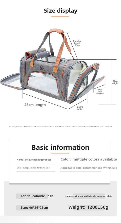 Portable Pet Carrier for Travel Foldable Cat Carrier Bag Approved by Airlines - petsbene
