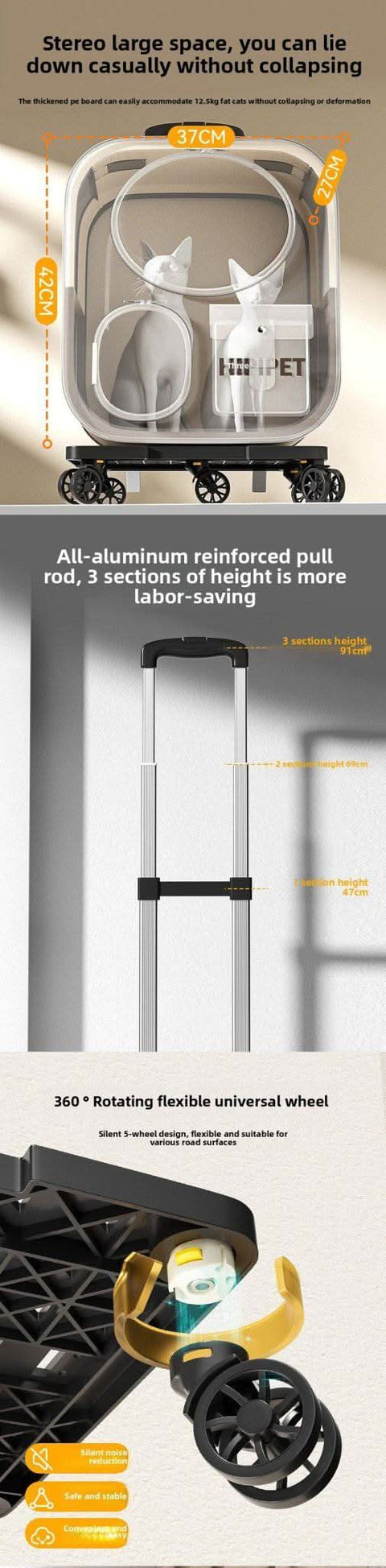 Portable pet carrier suitcase large capacity multi cat dog travel luggage - petsbene