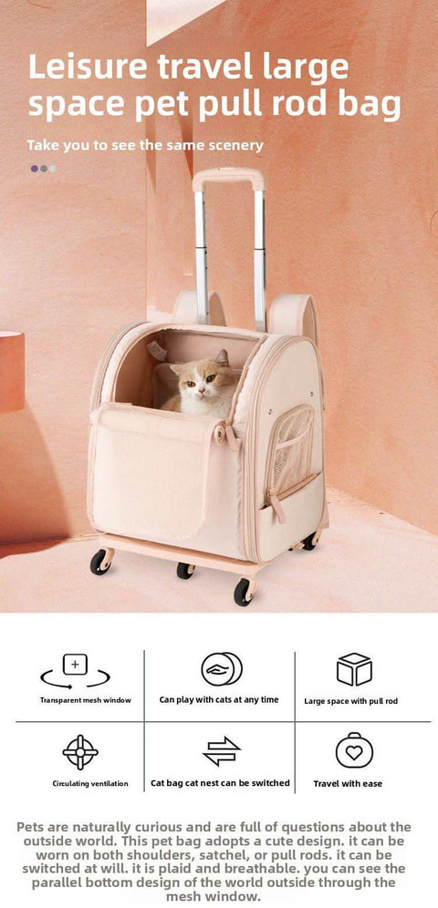 Portable Pet Tugging Set Large capacity Cat Carrier Oxford Fabric - petsbene