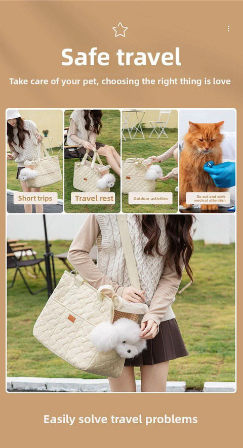 Stylish Cat Carrier Bag Large Capacity Breathable Canvas Sling Tote - petsbene