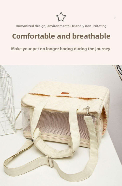 Stylish Cat Carrier Bag Large Capacity Breathable Canvas Sling Tote - petsbene