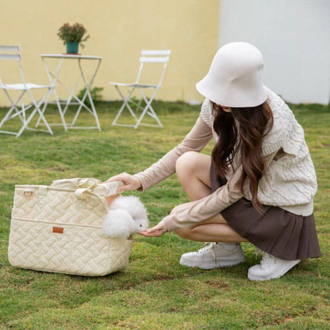 Stylish Cat Carrier Bag Large Capacity Breathable Canvas Sling Tote - petsbene