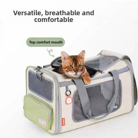 Cat bag going out portable cat backpack pet aviation soft bag expanding on the plane breathable car dog bag - petsbene