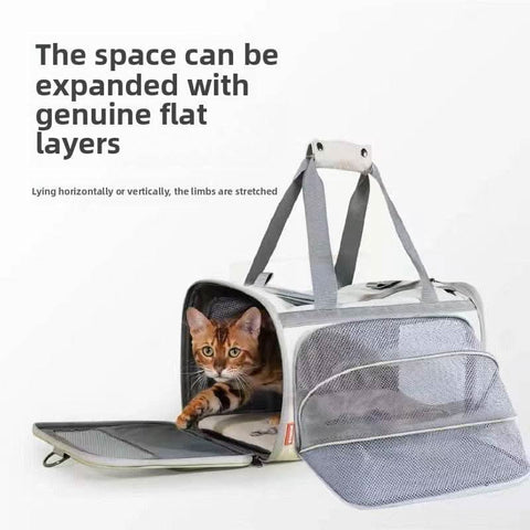 Cat bag going out portable cat backpack pet aviation soft bag expanding on the plane breathable car dog bag - petsbene