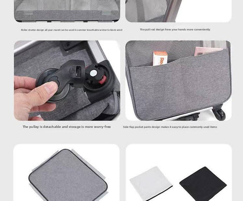 Two compartment cat travel bag with universal Wheels portable large capacity Pet Suitcase - petsbene