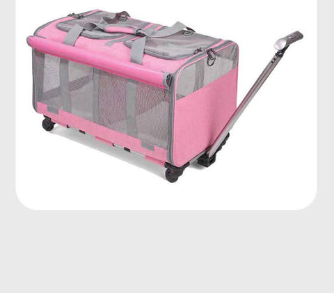 Two compartment cat travel bag with universal Wheels portable large capacity Pet Suitcase - petsbene