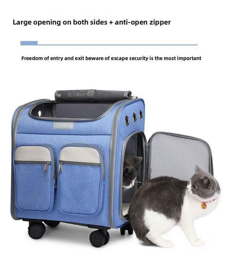 Ultra Large Capacity Pet Luggage Cat Carrier Portable Backpack Breathable Foldable - petsbene