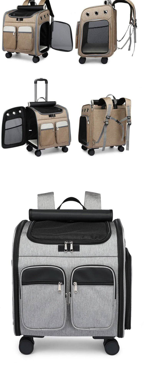 Ultra Large Capacity Pet Luggage Cat Carrier Portable Backpack Breathable Foldable - petsbene